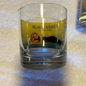 Vintage Imported Black Velvet Canadian Whisky Glass Model Dawn Davidson set 2